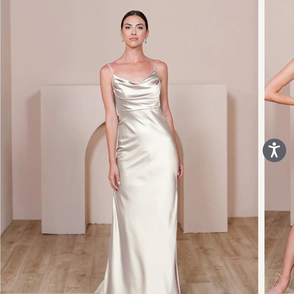 Revelry Champagne Skye Satin Bridesmaids Dress